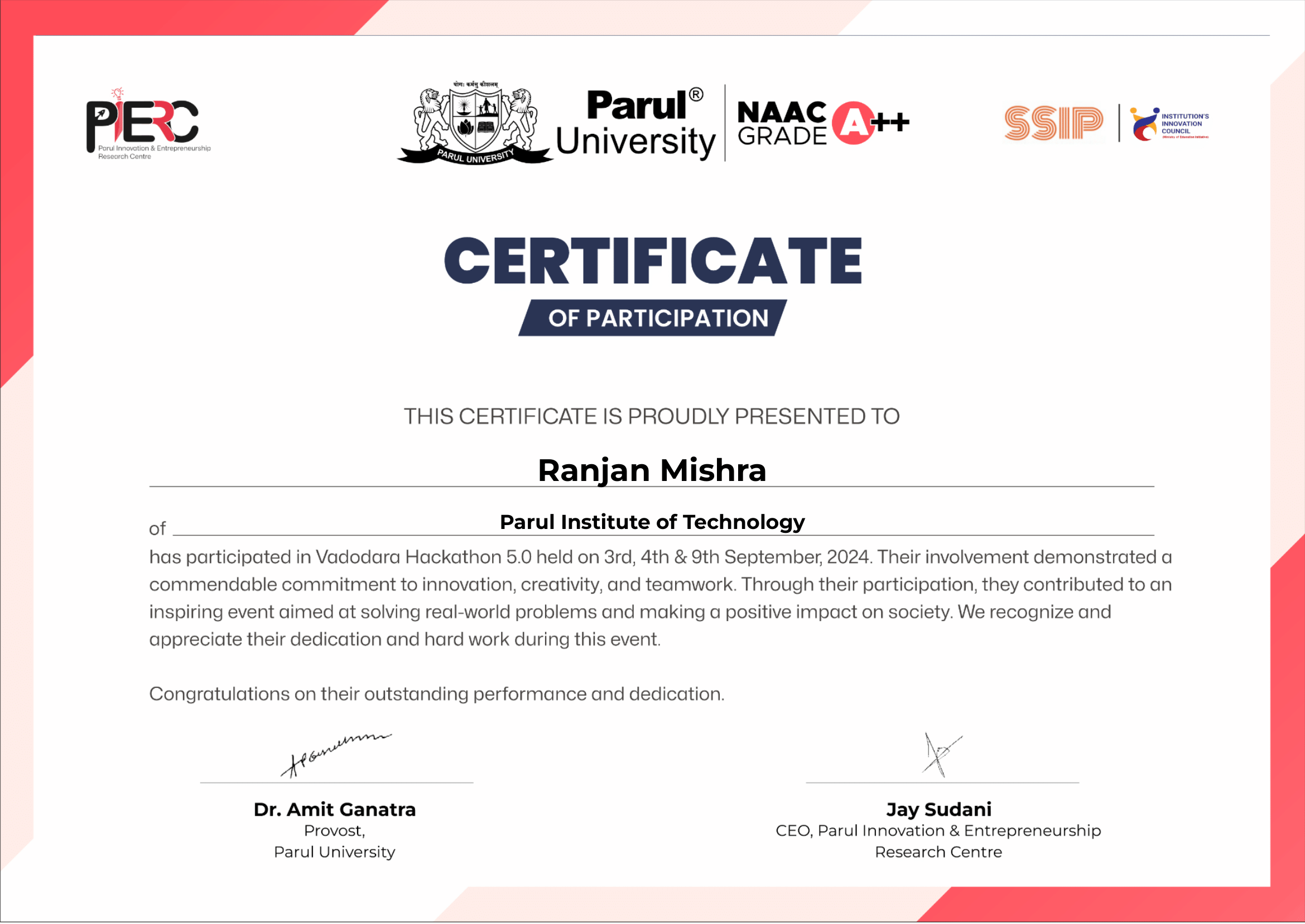 National Hackathon Certificate
